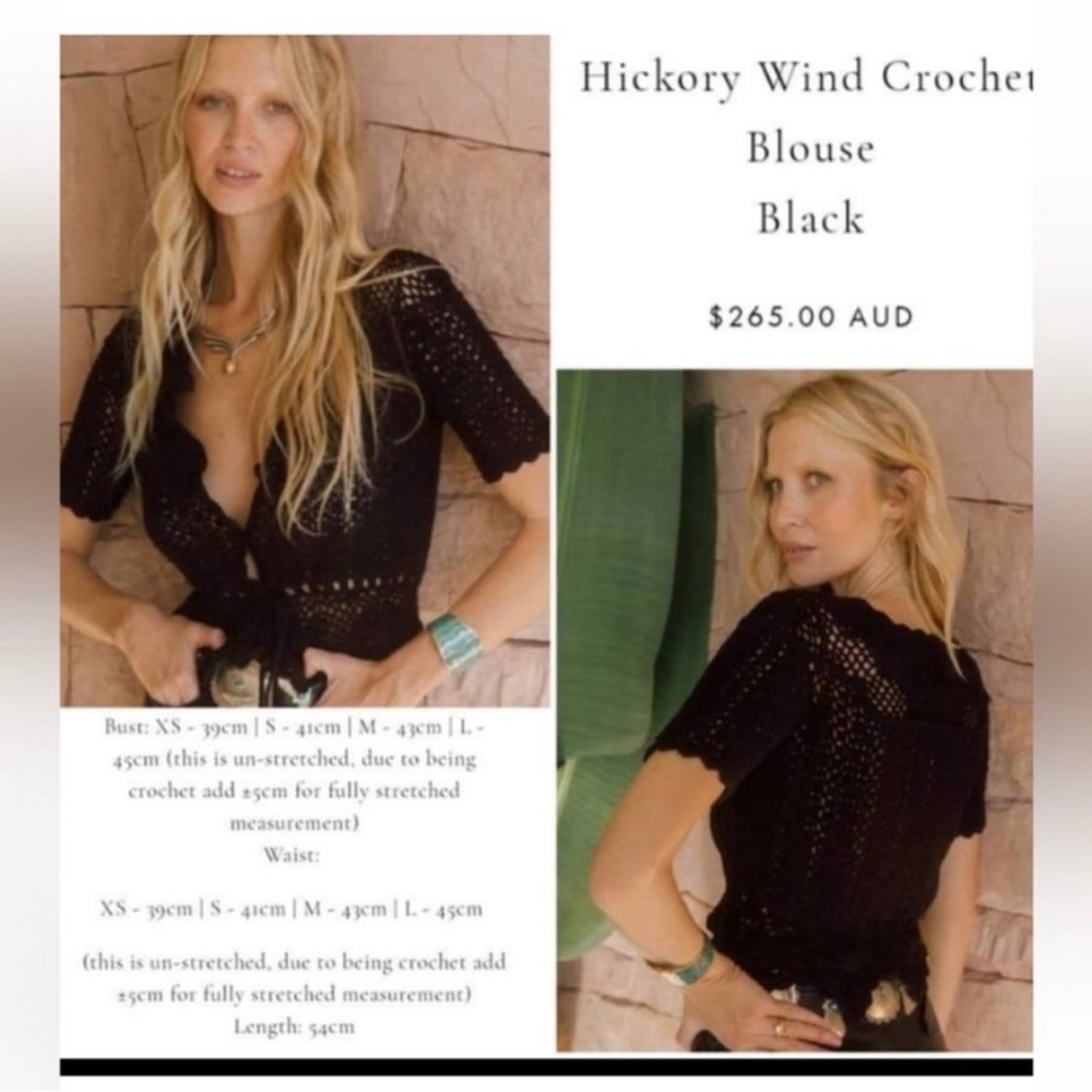 Hickory winds black crochet top